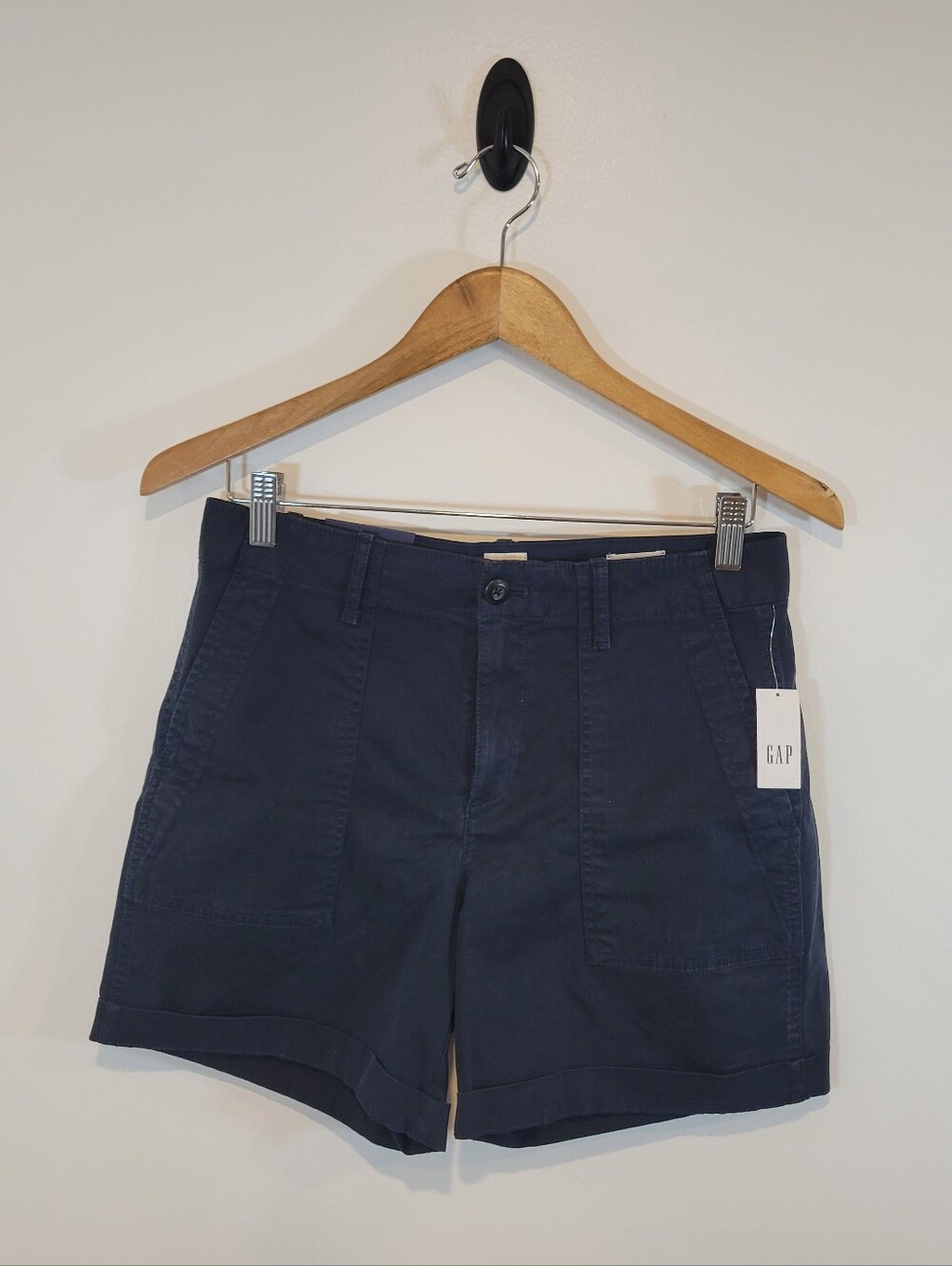 GAP 5 Inch High Rise Khaki Shorts - Navy